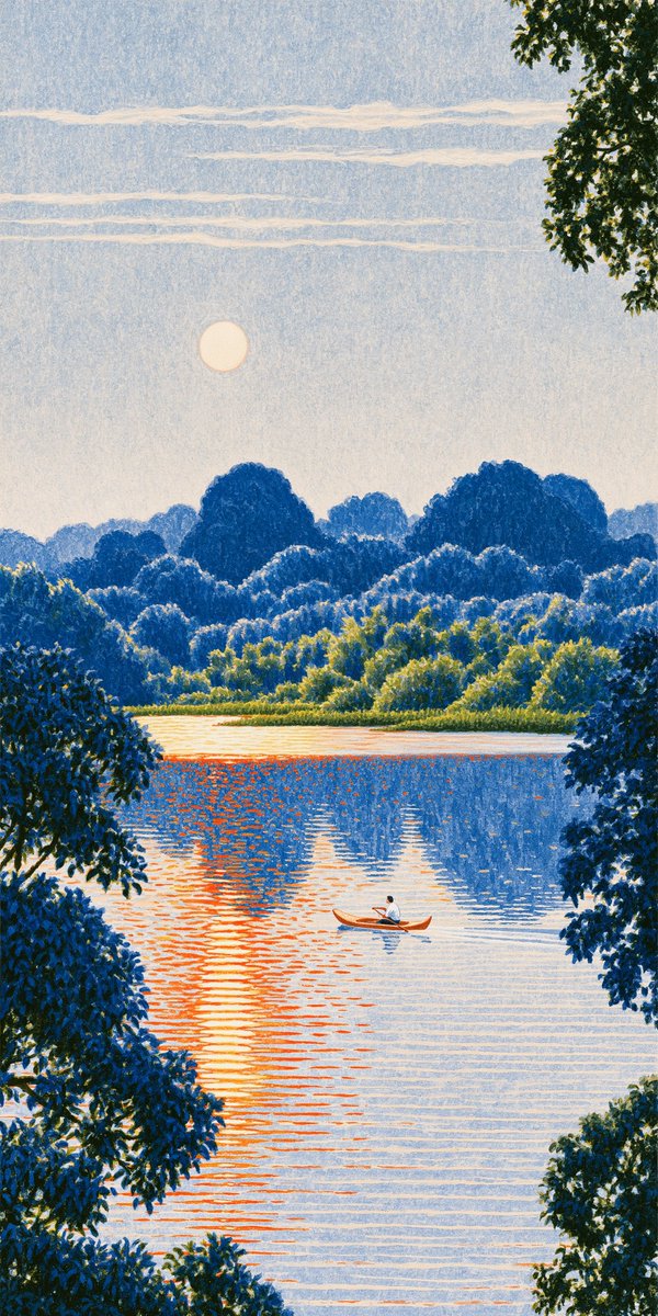 湖畔林野插画 · 2