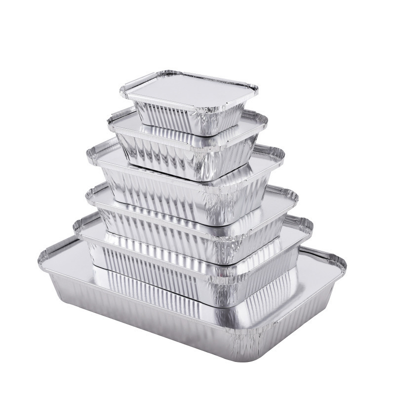 100x ALUMINIUM FOIL FOOD CONTAINERS+LIDS No.2 PERFECT FOR HOME AND TAKEAWAY USE 