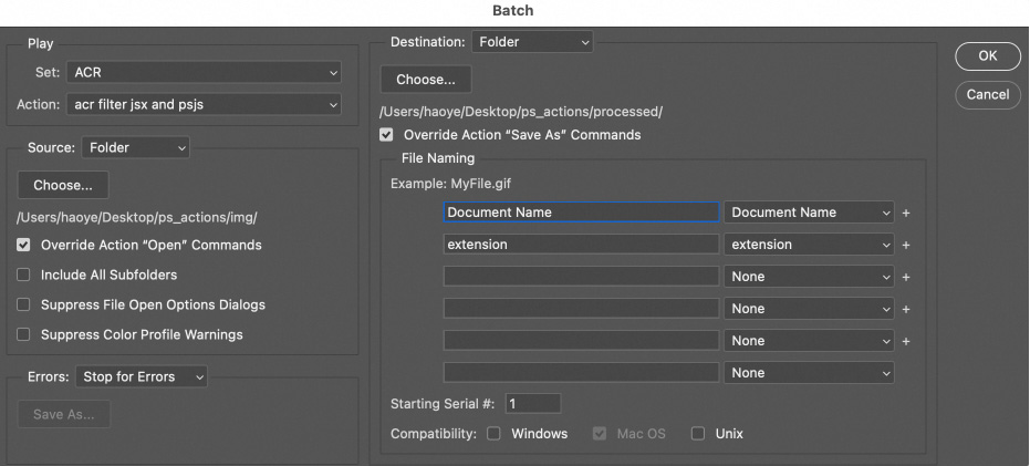 Photoshop 批处理配置