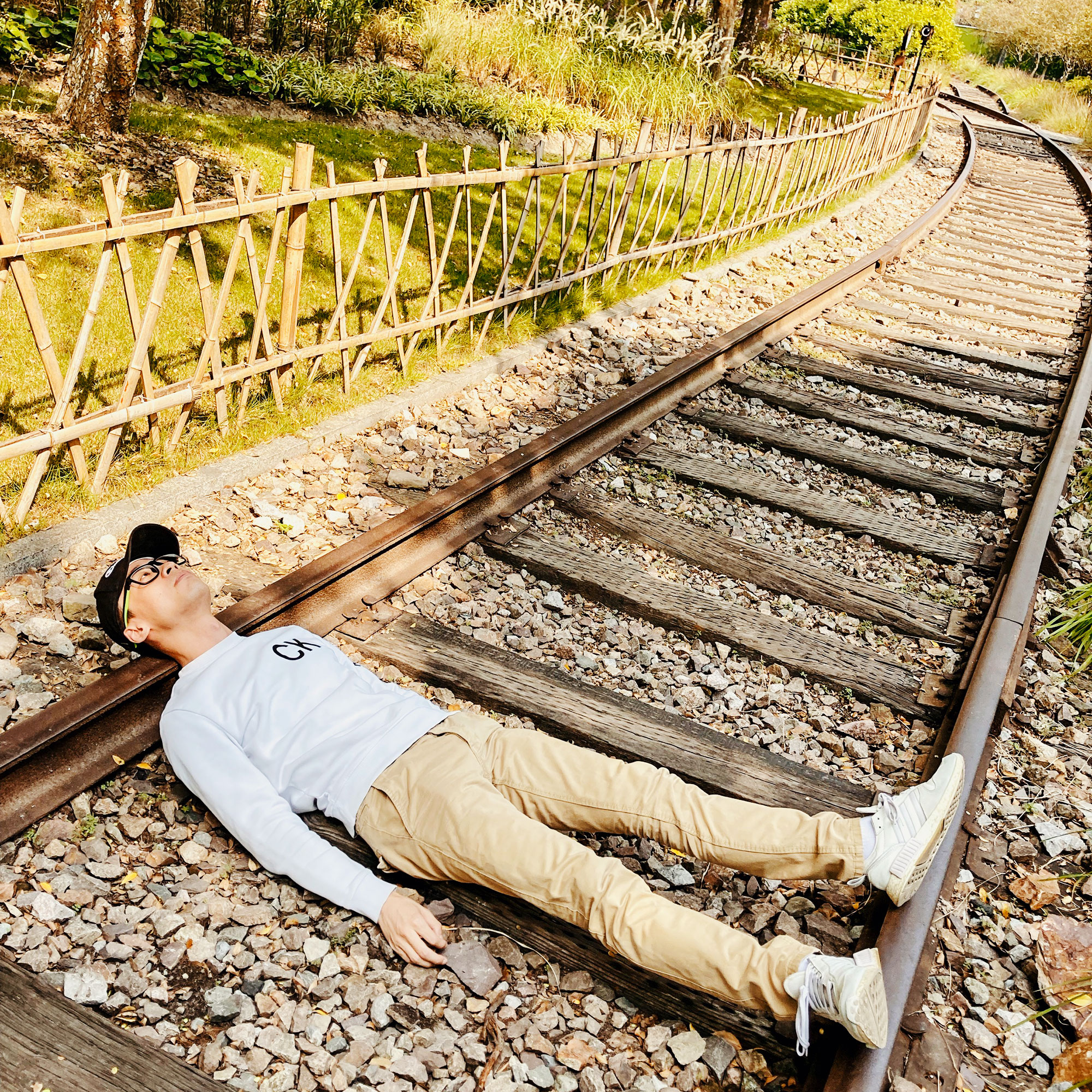 Lying on the track