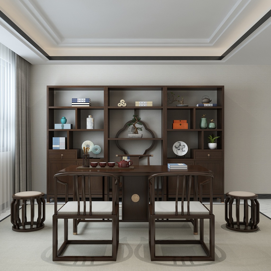 新中式轻奢茶桌 - 丽维拉家具设计效果图 - 每平每屋·设计家