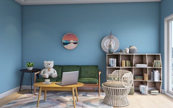 灰蓝色单身客厅