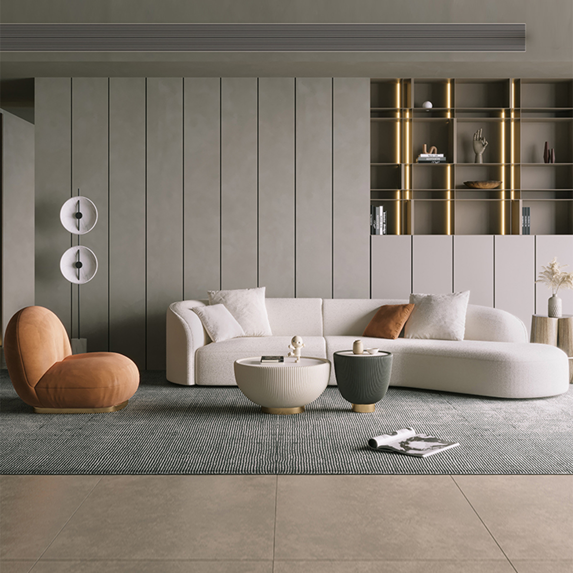 小户型客厅弧形异形沙发