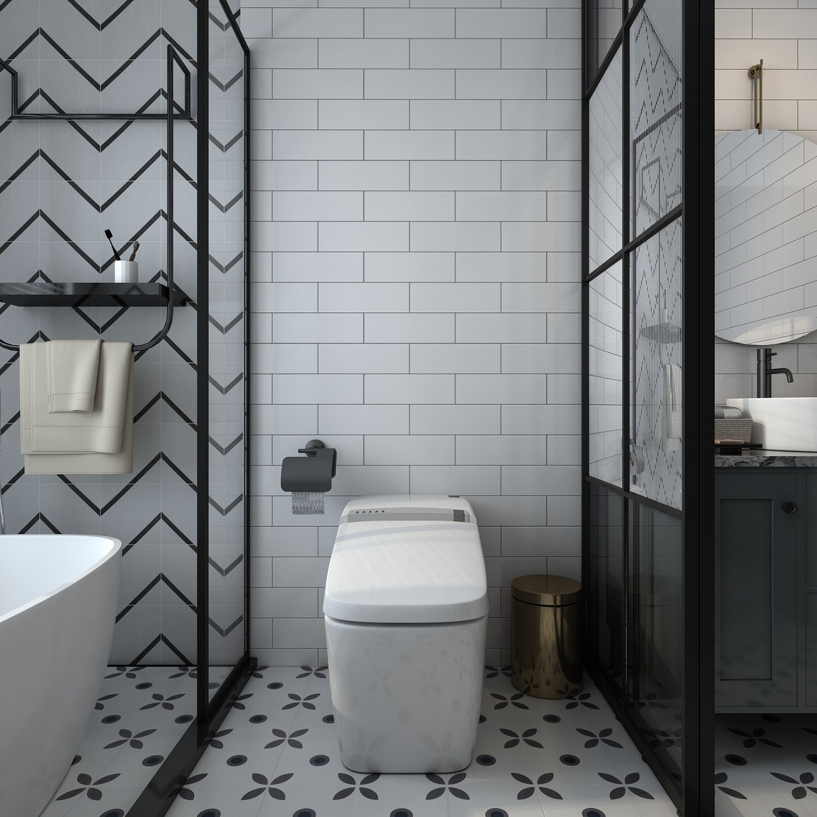 北欧卫生间 - 老大瓷砖设计效果图 - 每平每屋·设计家