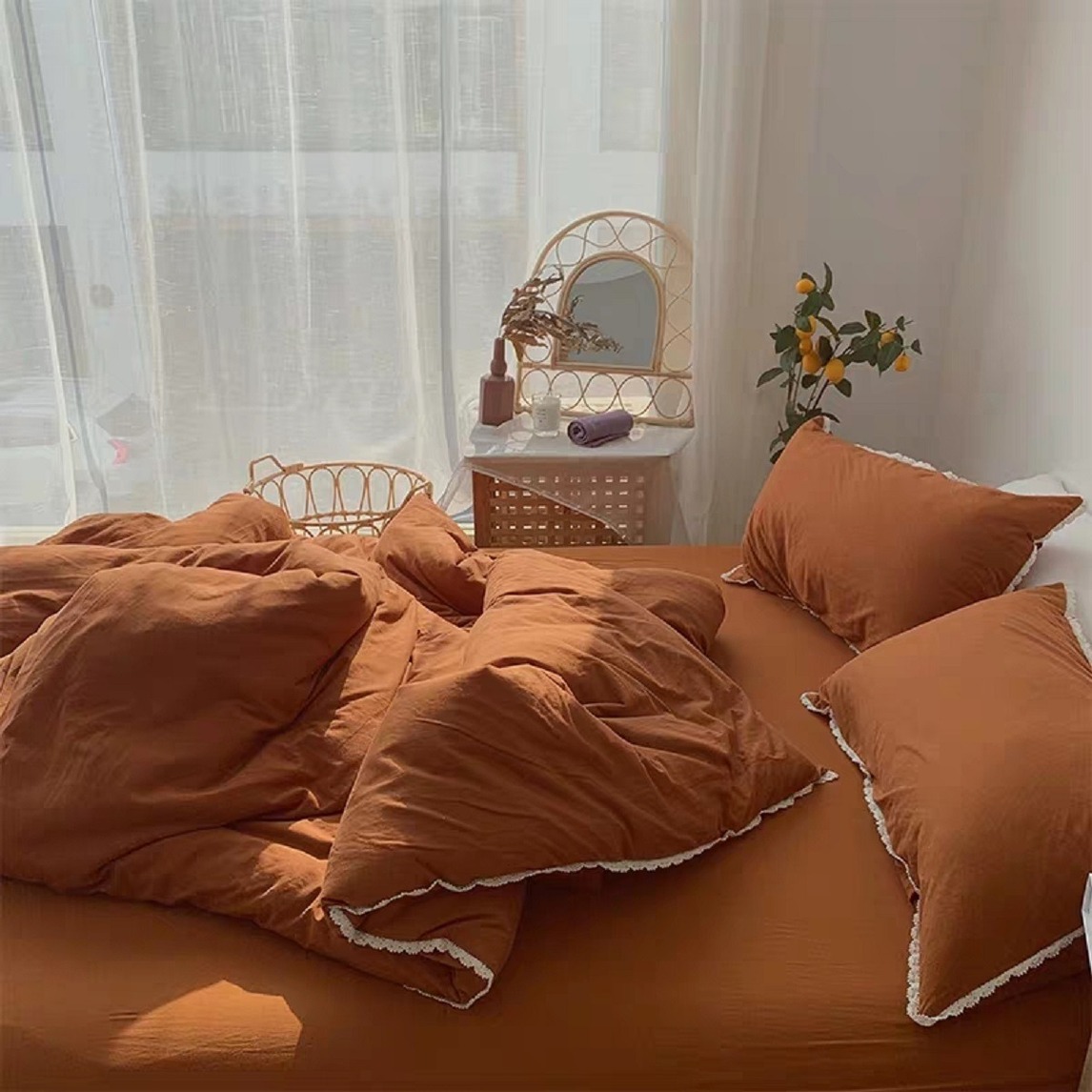 南瓜色复古ins风卧室