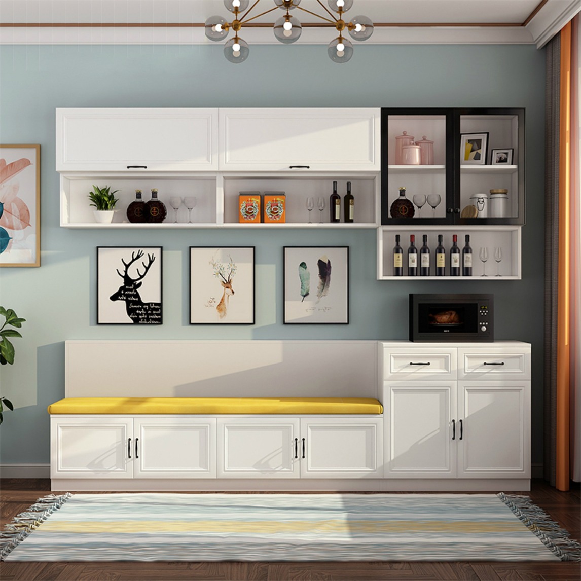 小户型餐厅做个卡座,好看又能储物爱家爱生活 设计师说: 卡座柜组合