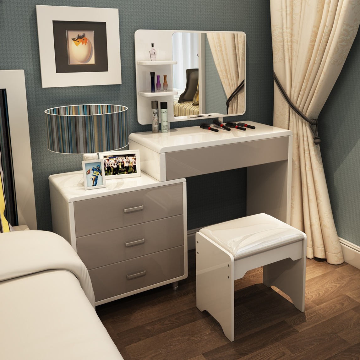 多功能烤漆梳妆台