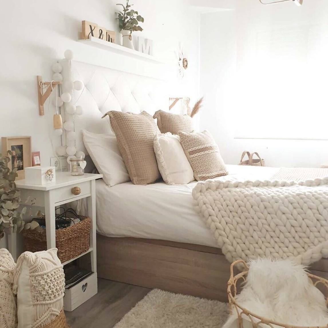 北欧风格卧室,藤编温馨卧室