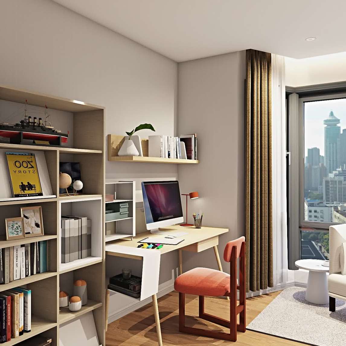 自然色系 大容量,打造整洁书房