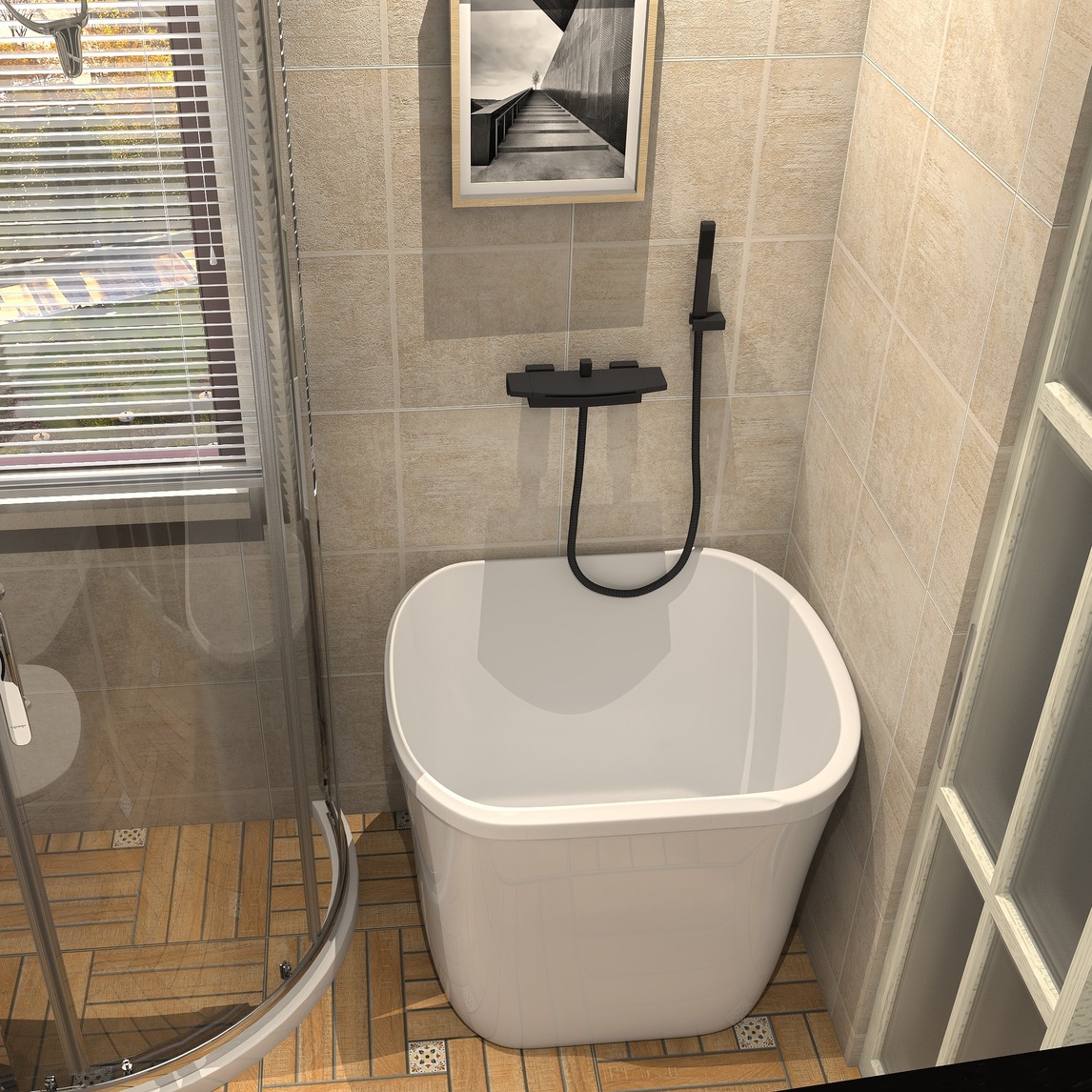 带浴缸的卫生间装修效果图,带浴缸的卫生间装修效果图案例_2021装修效果图-齐家网装修图片频道