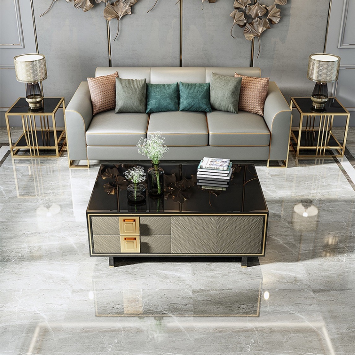 沙发深色系搭配茶几体现属于客厅的大方