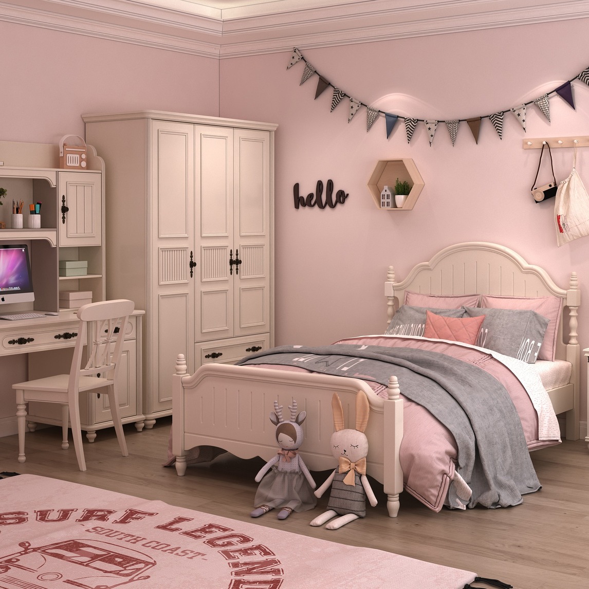 儿童房之美式风儿童床 - 梓辉家具空间设计效果图 - 每平每屋·设计家