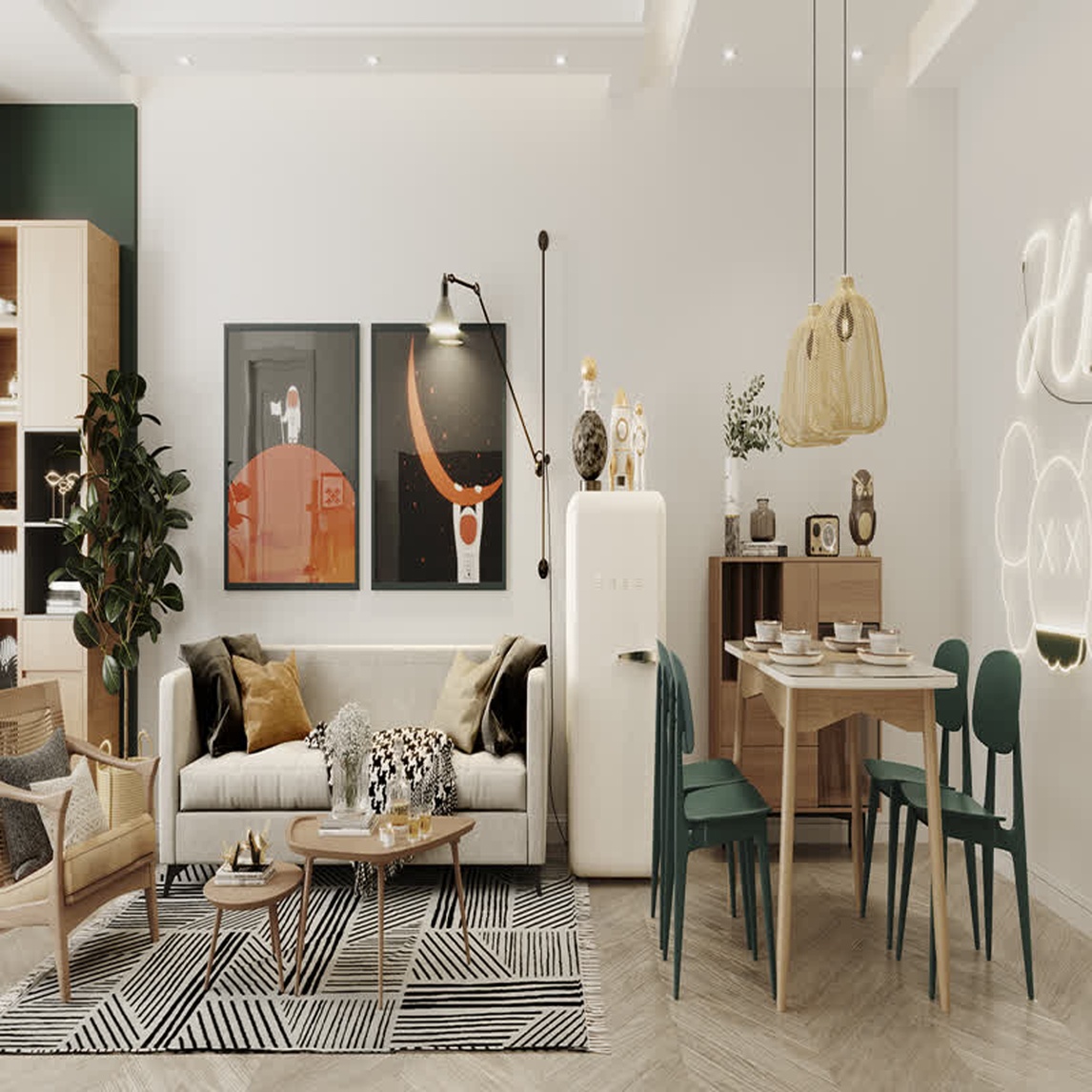 北欧极简风格装修,餐厅环境典雅有格调