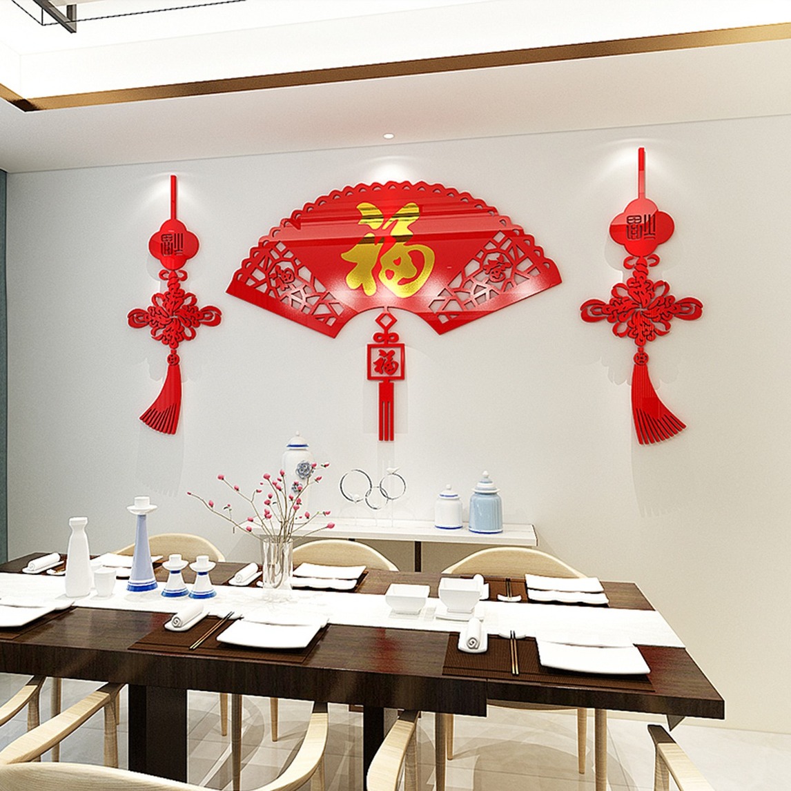 新年红的餐厅布置 - yi路向家设计效果图 - 每平每屋·设计家
