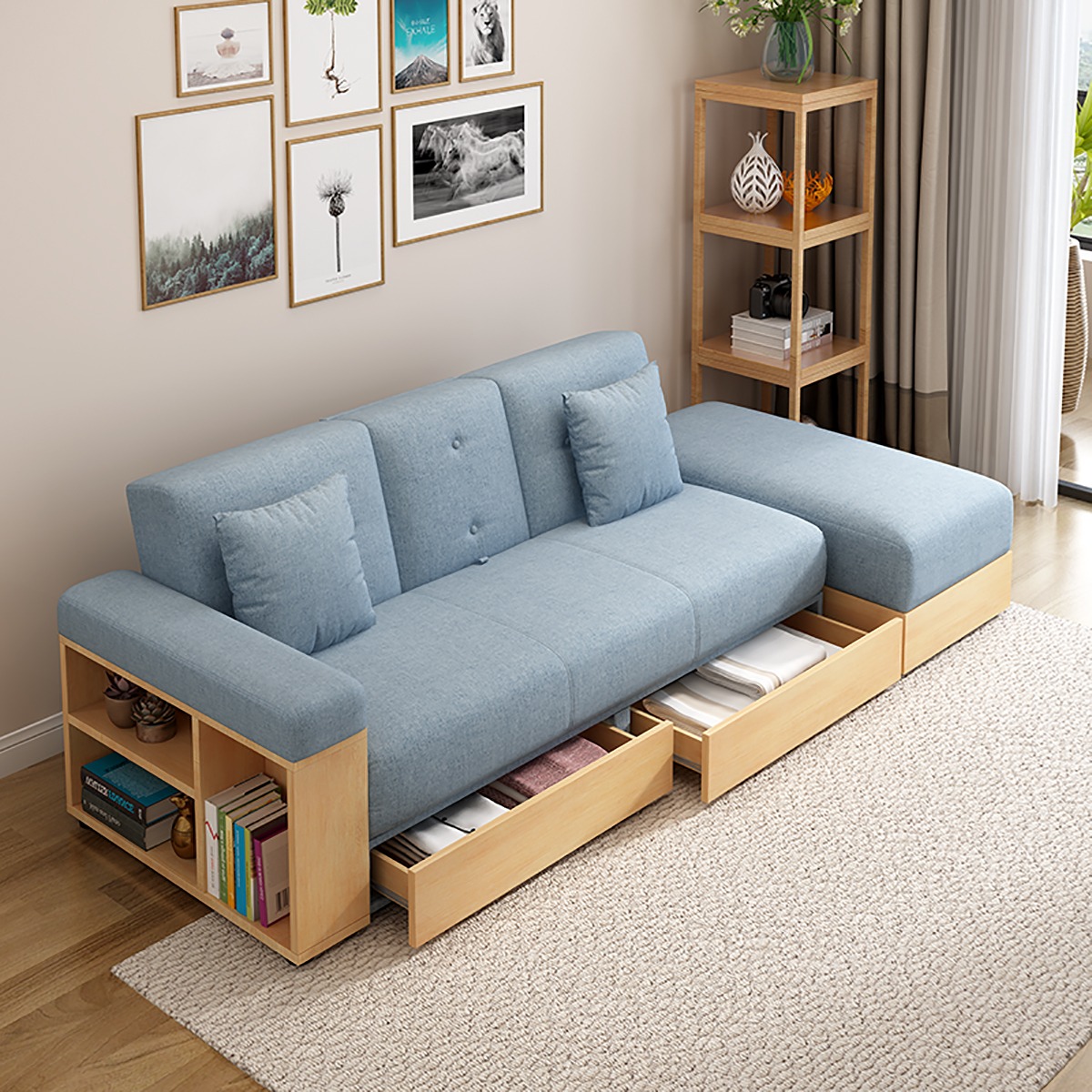 设计师说: 沙发专为小户型设计,收纳功能强大,扶手边一侧设计有储物小