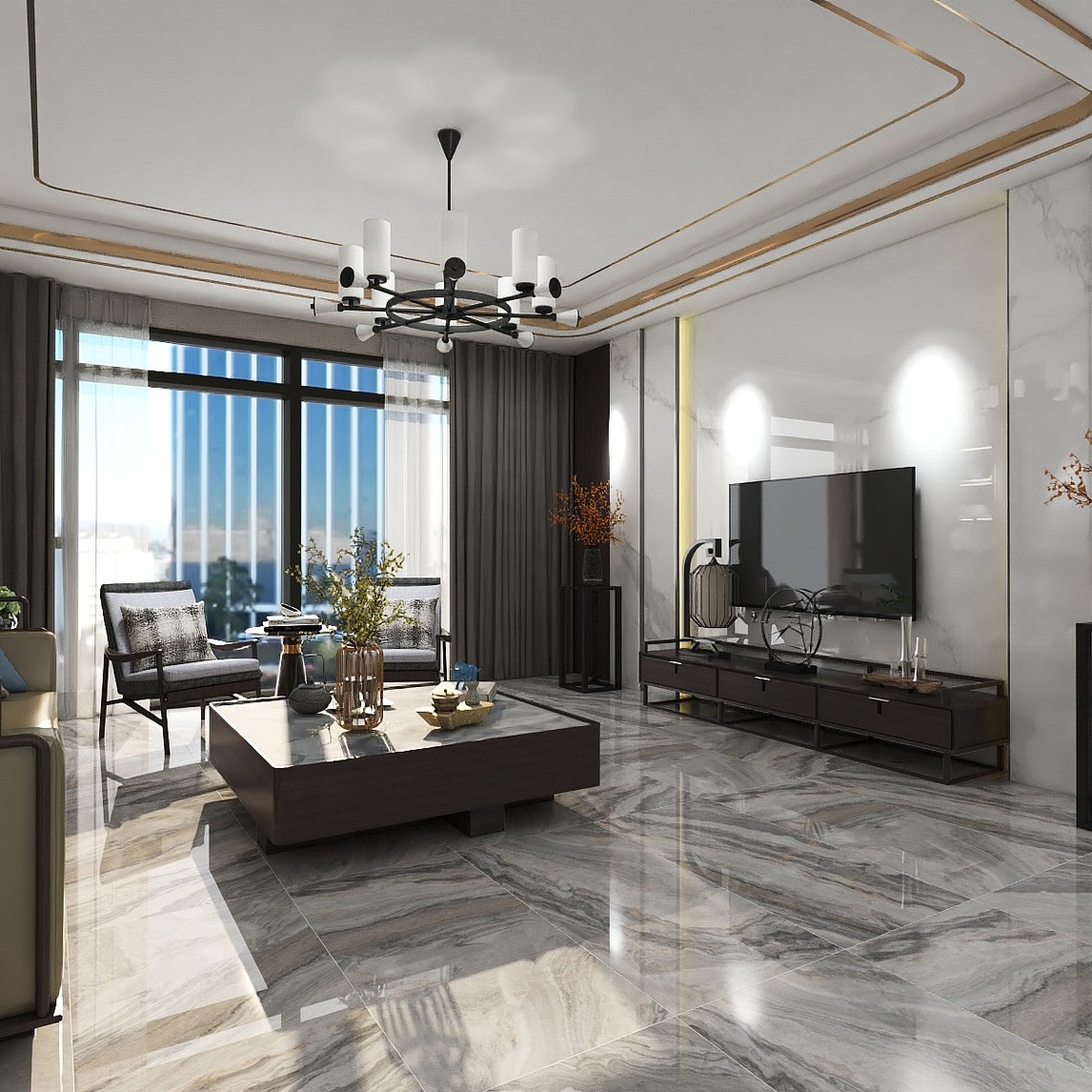 600x1200大板瓷砖铺贴 - 细**雨设计效果图 - 每平每屋·设计家