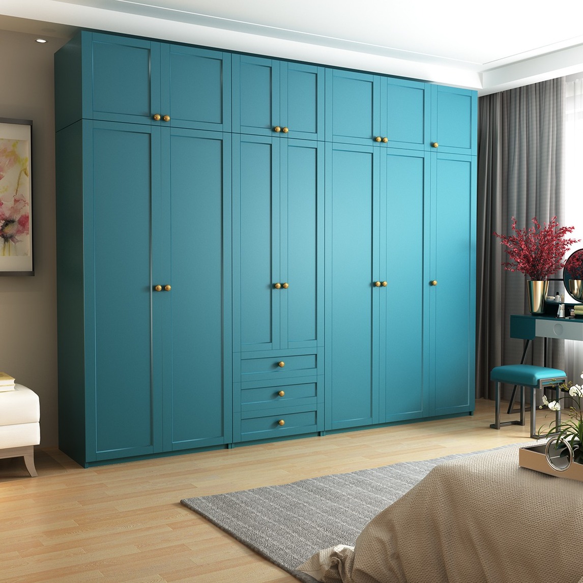 轻奢衣柜简约整体组合六门大衣橱 - 哇塞这有家具设计效果图 - 每平每