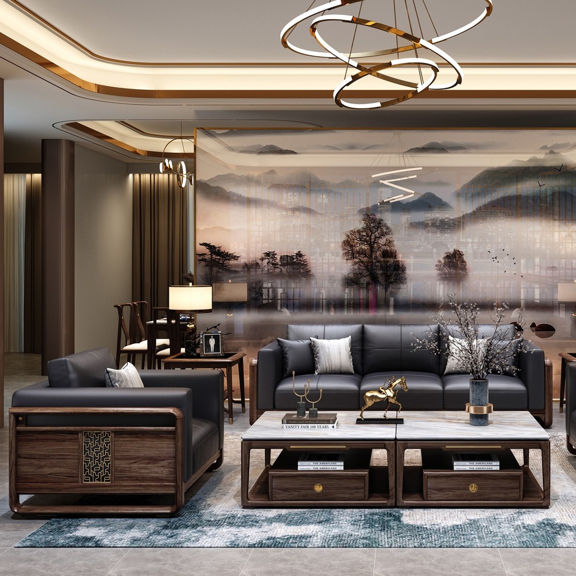 悦境2018沙发轻奢新中式客厅