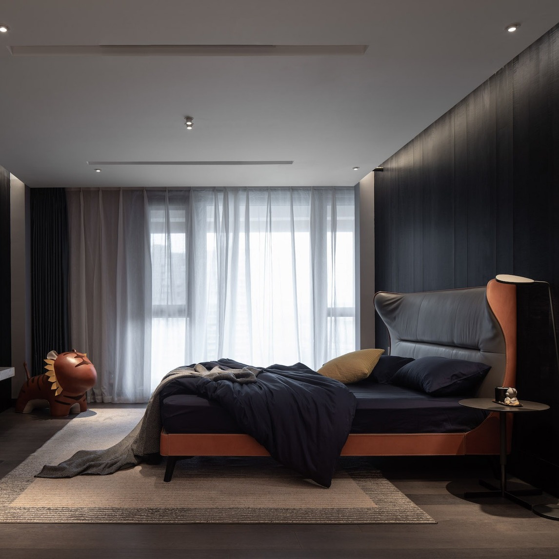 主卧空间 | 巧用暗色调营造精英感 - 设计师diu&si设计效果图 - 每平