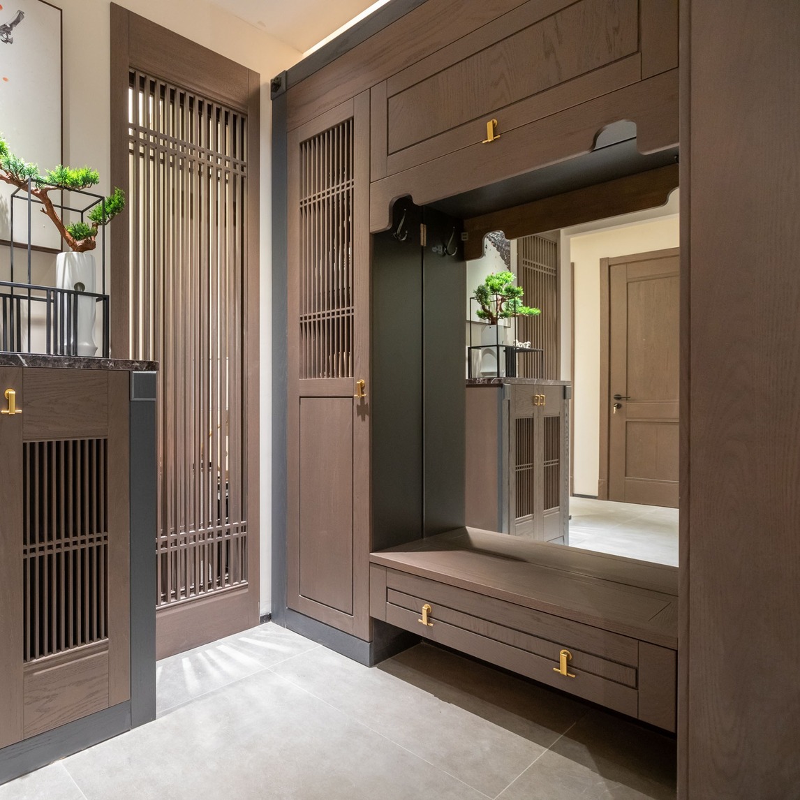 中式入户鞋柜设计