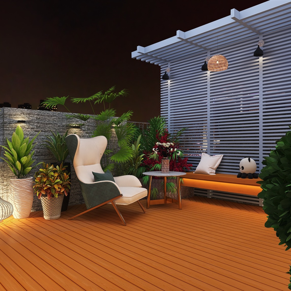 现代轻奢风木艺露台,别致的体验!