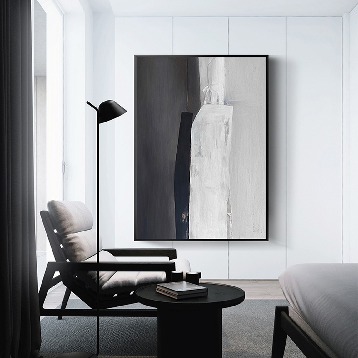 灰白简约风卧室空间典雅有格调