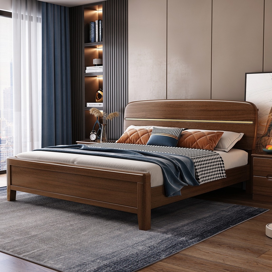 优秀作品 中式实木床系列秋红 设计师说: 胡桃木其