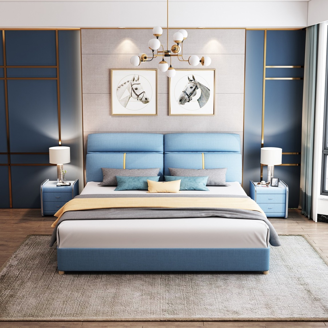 北欧现代简约布艺床 - 欧彼奇家居设计效果图 - 每平每屋·设计家