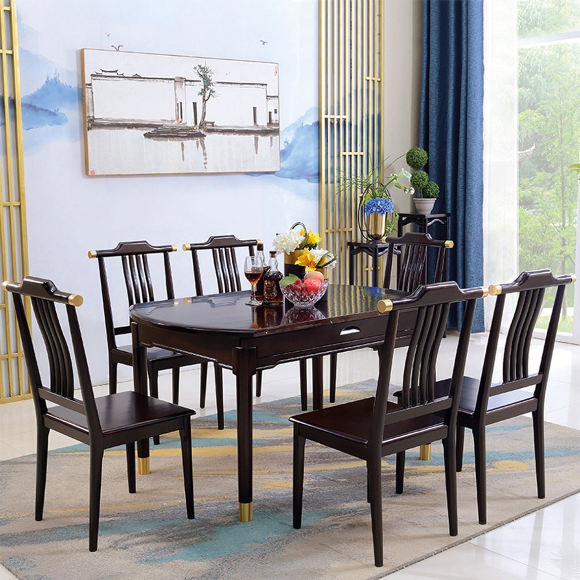 新中式餐厅 禅意古风仪式感博思美 设计师说: 边角圆滑的实木家具