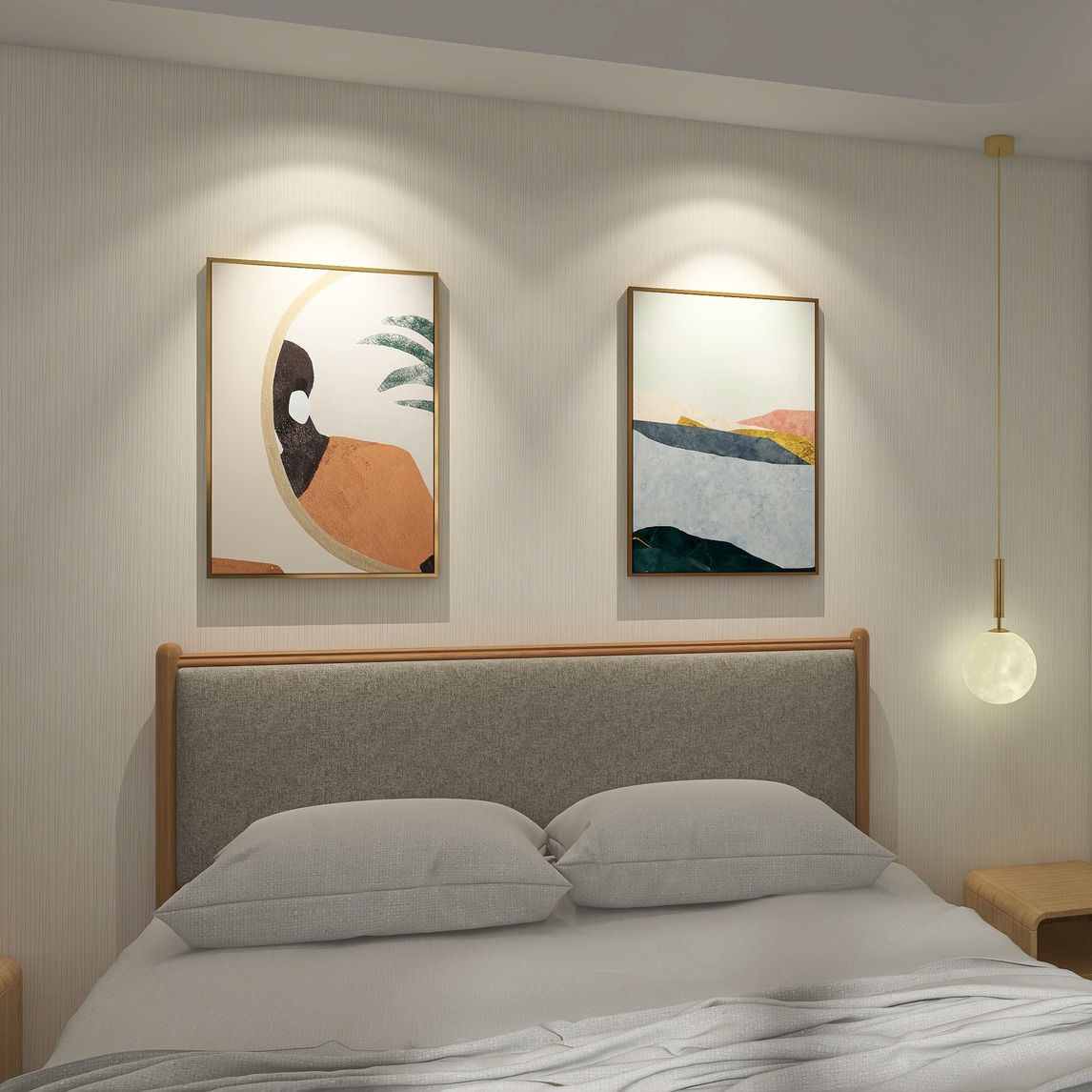 床头灯光照亮温馨卧室 - 黑黑谈装修设计效果图 - 每平每屋·设计家