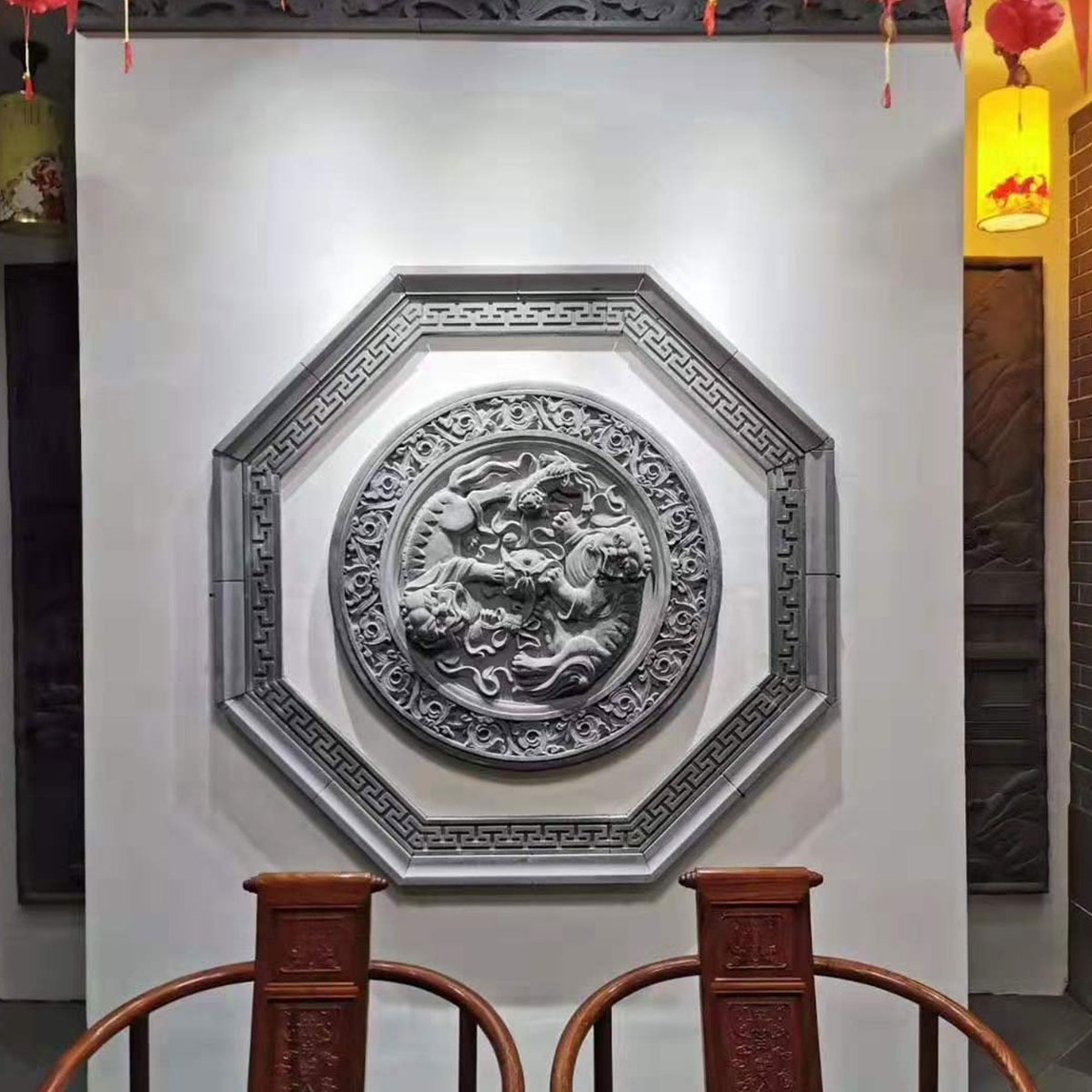 中式仿古影壁背景墙 - 唐语天猫官方设计效果图 - 每平每屋·设计家