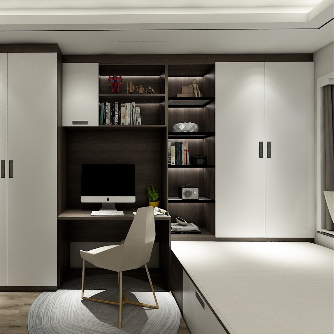 百得胜全屋定制现代极简书柜