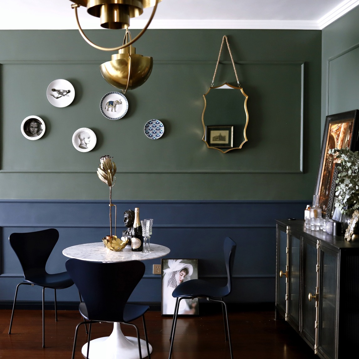 复古餐厅 | 上下墙分色营造轻复古氛围 - 设计师帕瓦力设计效果图