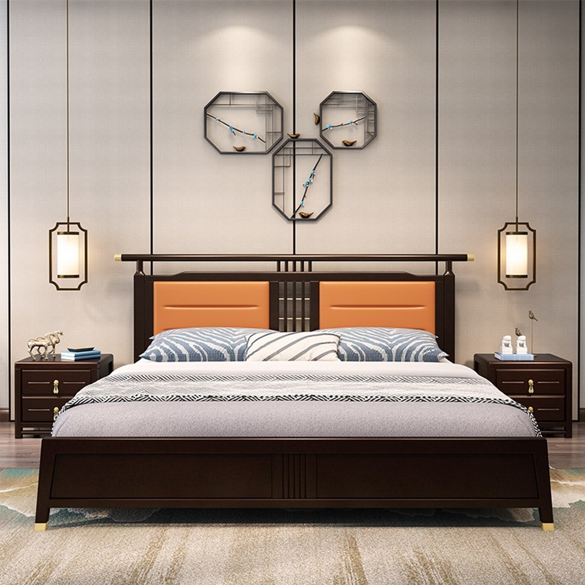 新中式实木床,生活如此简单 - 博思美设计效果图 - 每平每屋·设计家