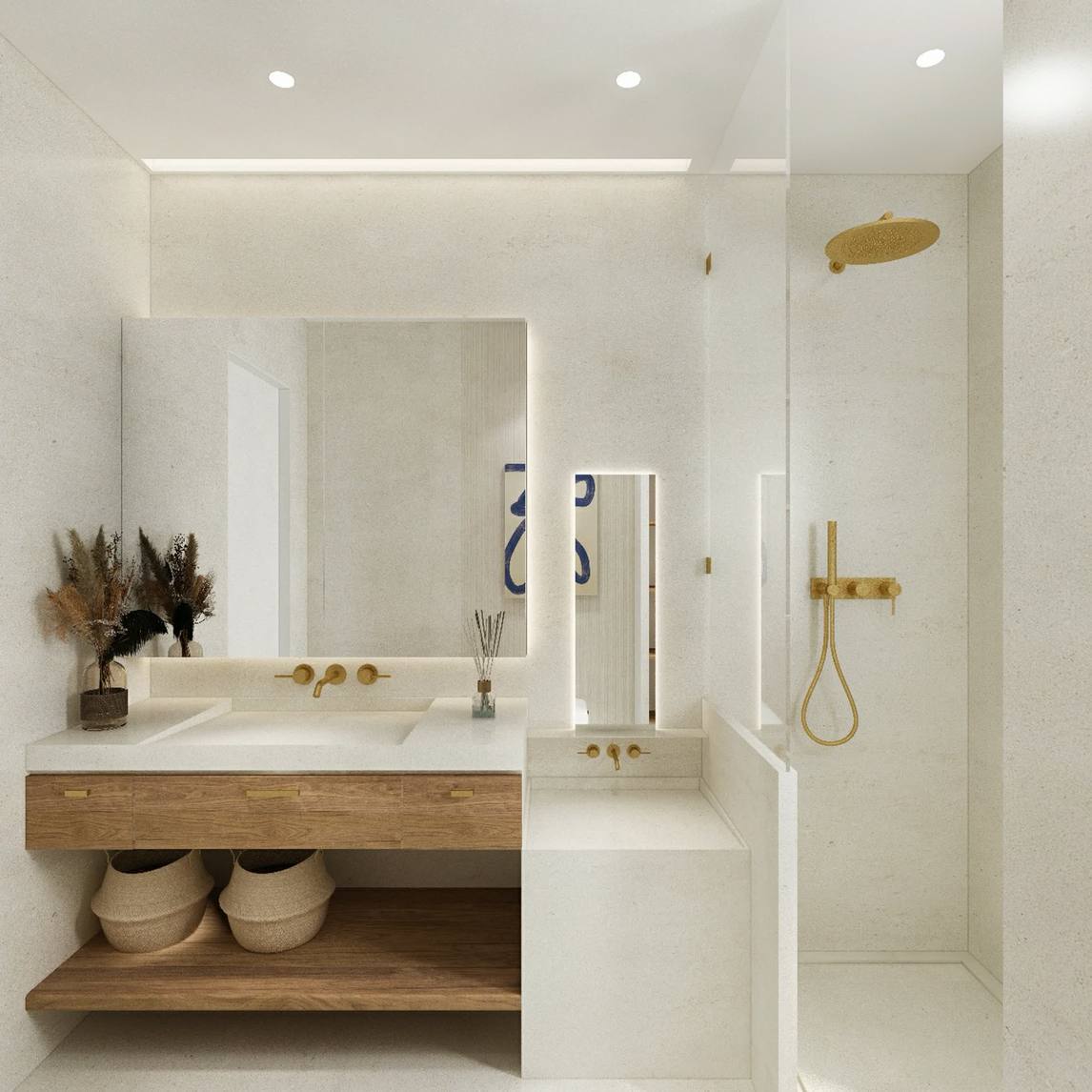 日系简约浴室,收纳也能装出高级质感 - 似水年华居家设计设计效果图