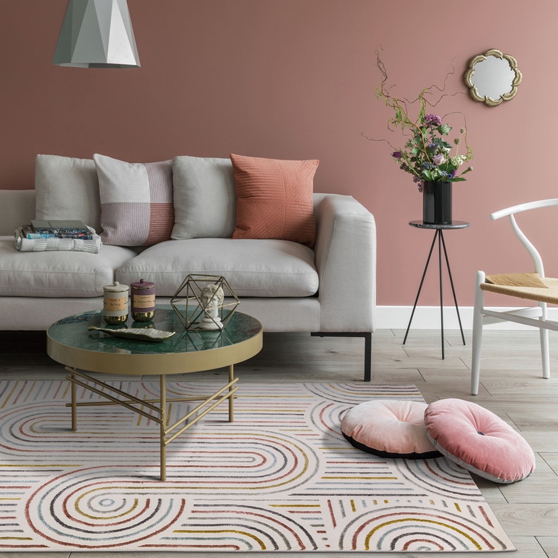 灰色 粉色,营造少女心客厅