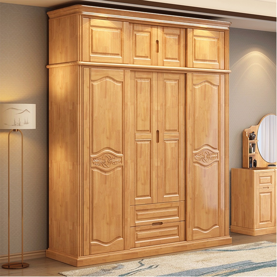 卧室实木衣柜,浑然天成 - 源穆木实木家具设计效果图 - 每平每屋