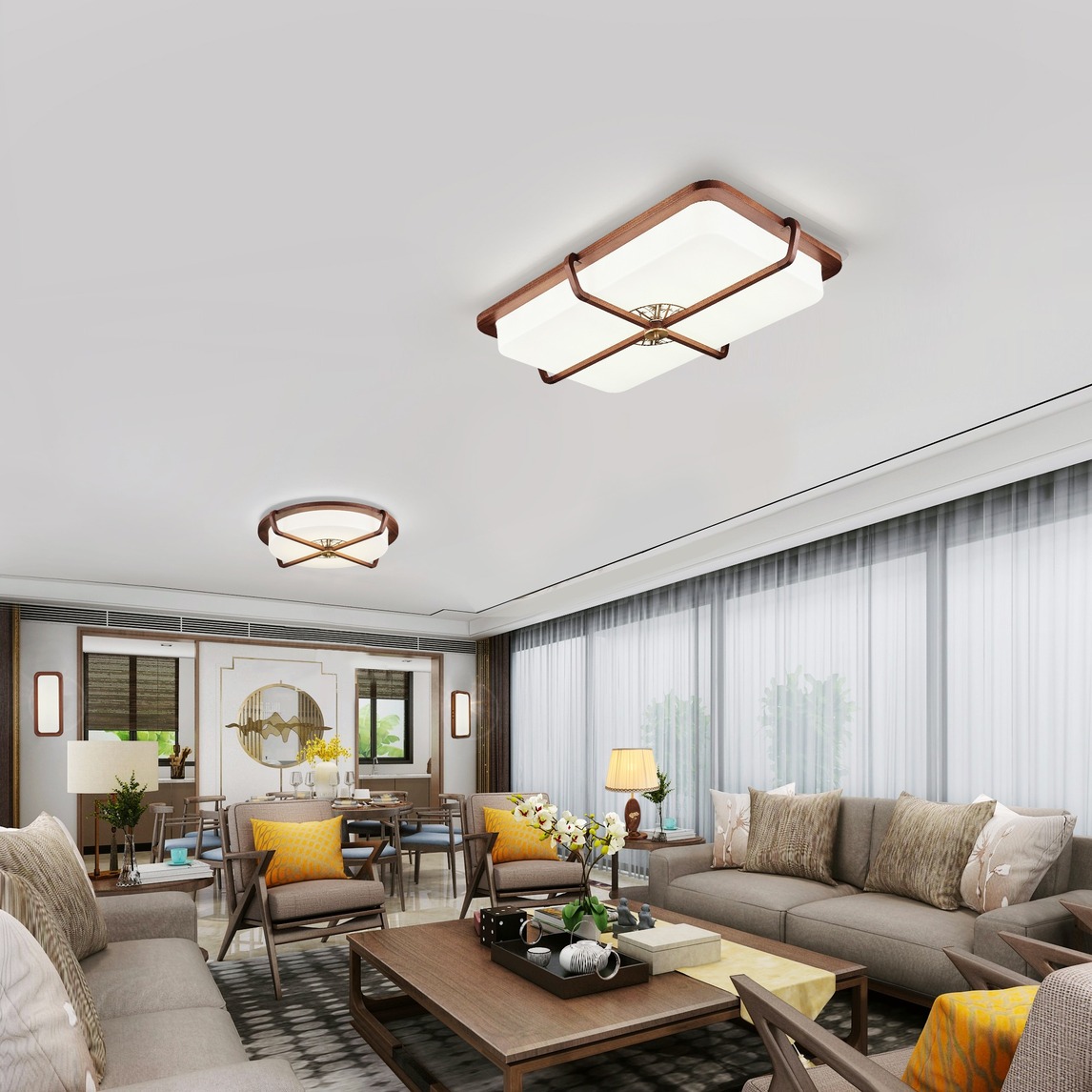 新中式风格,大气客厅吸顶灯