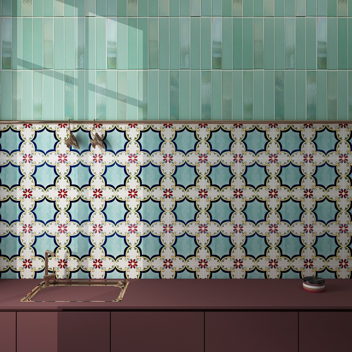 复古北欧花砖墙面