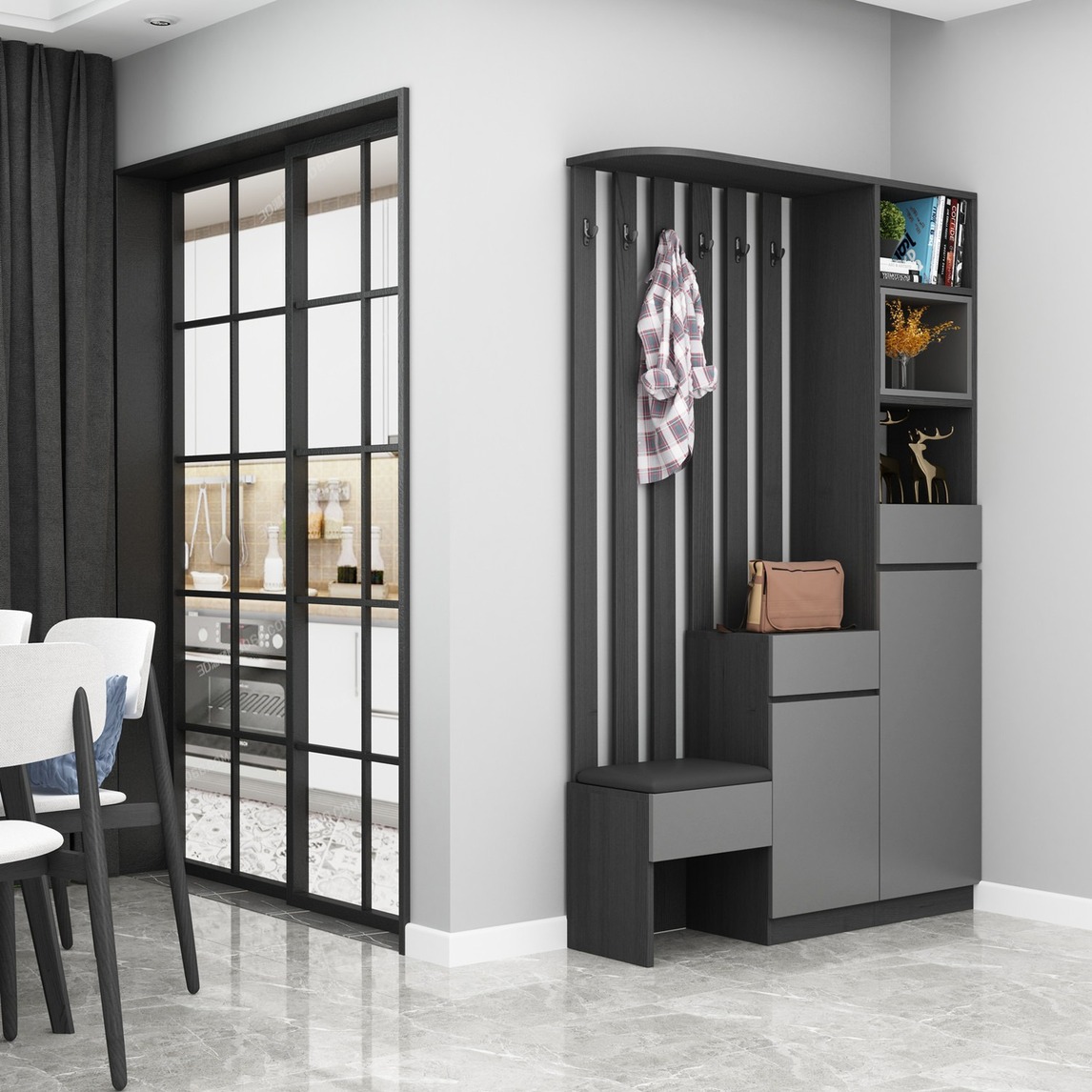 玄关就得设置一处玄关柜 - 晓月枫林设计效果图 - 每平每屋·设计家