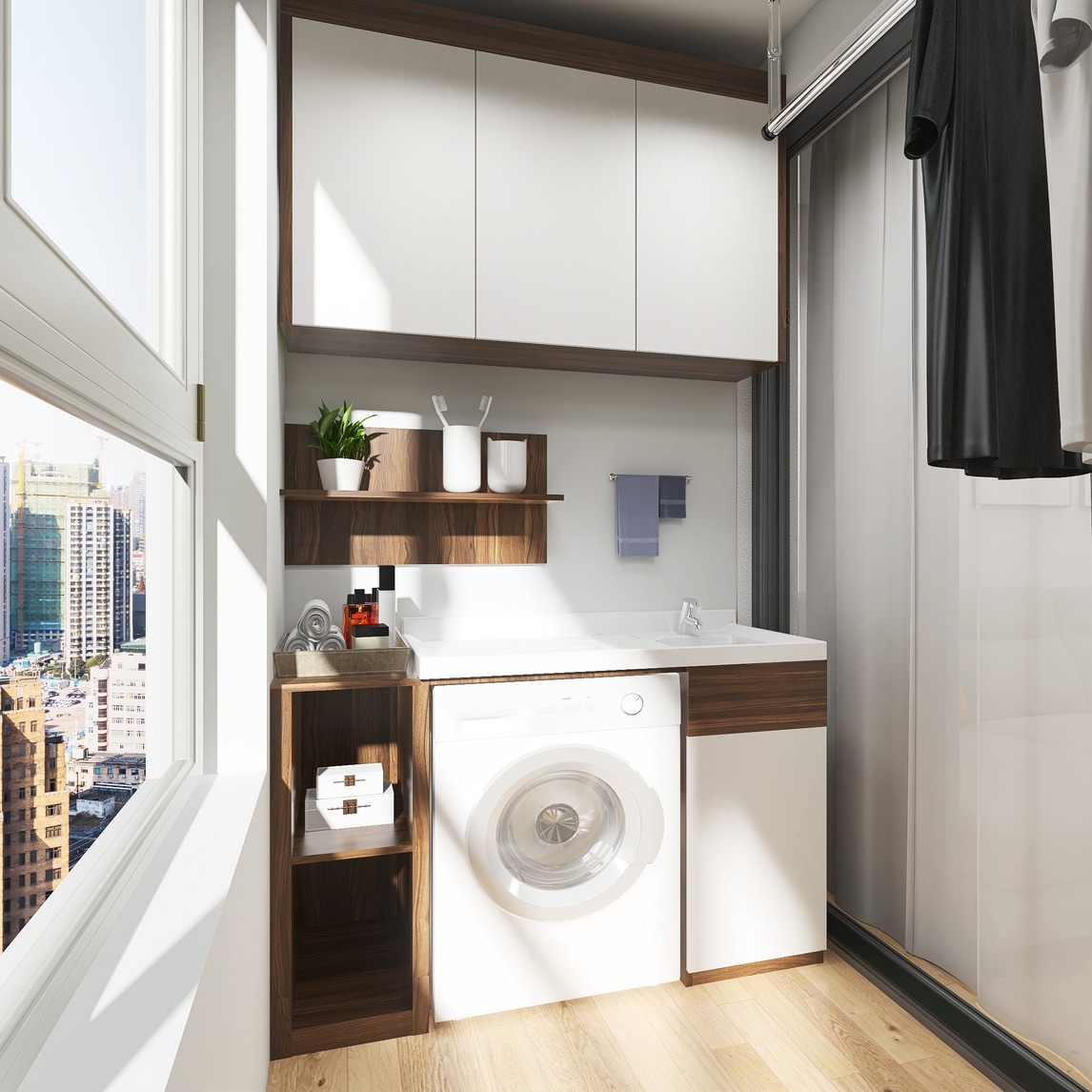 巧妙利用洗衣柜,打造多功能阳台