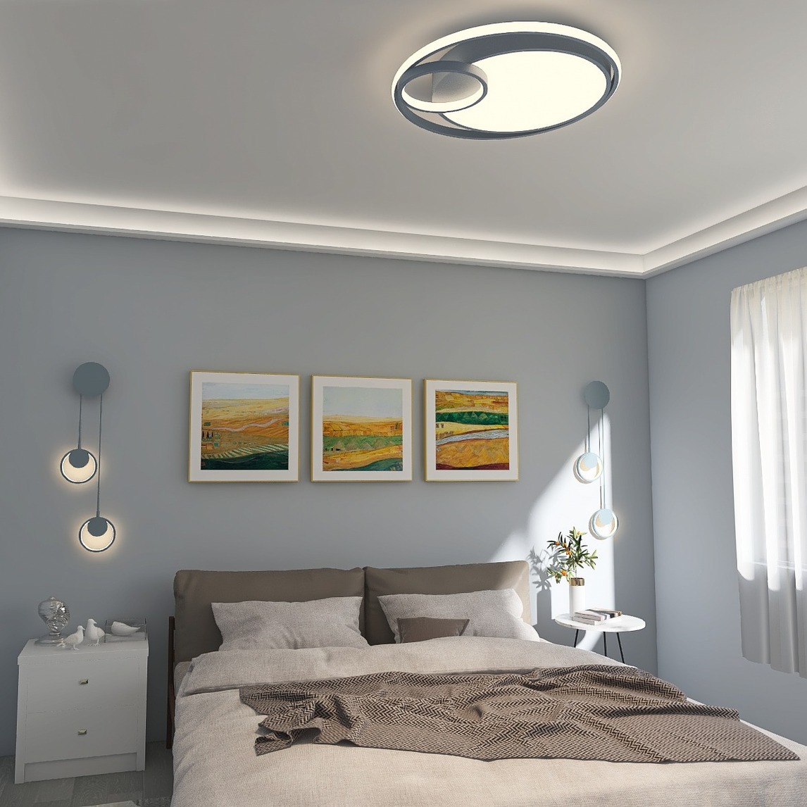 创意圆形led卧室灯简约现代