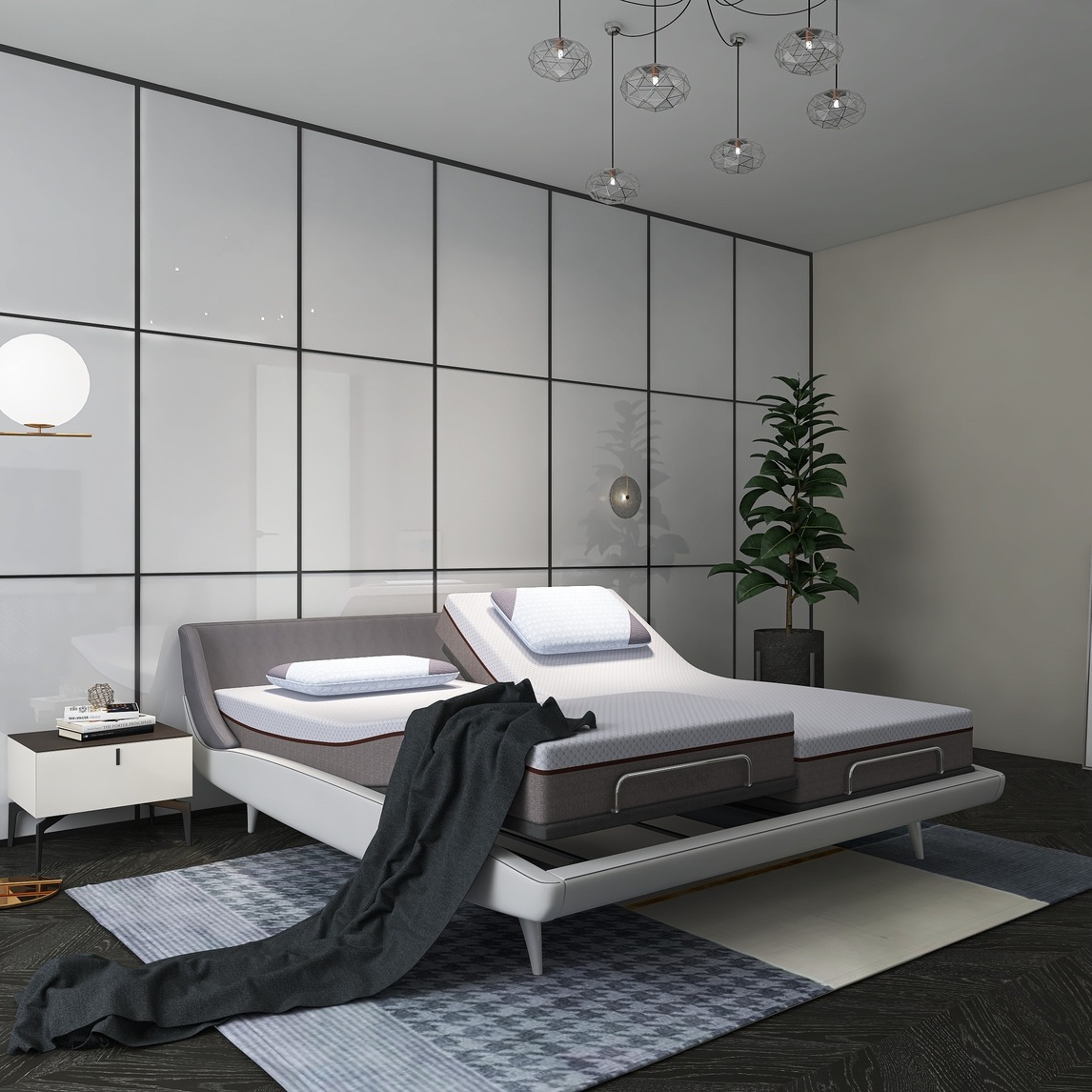 现代风格卧室和黑科技智能床的相得益彰