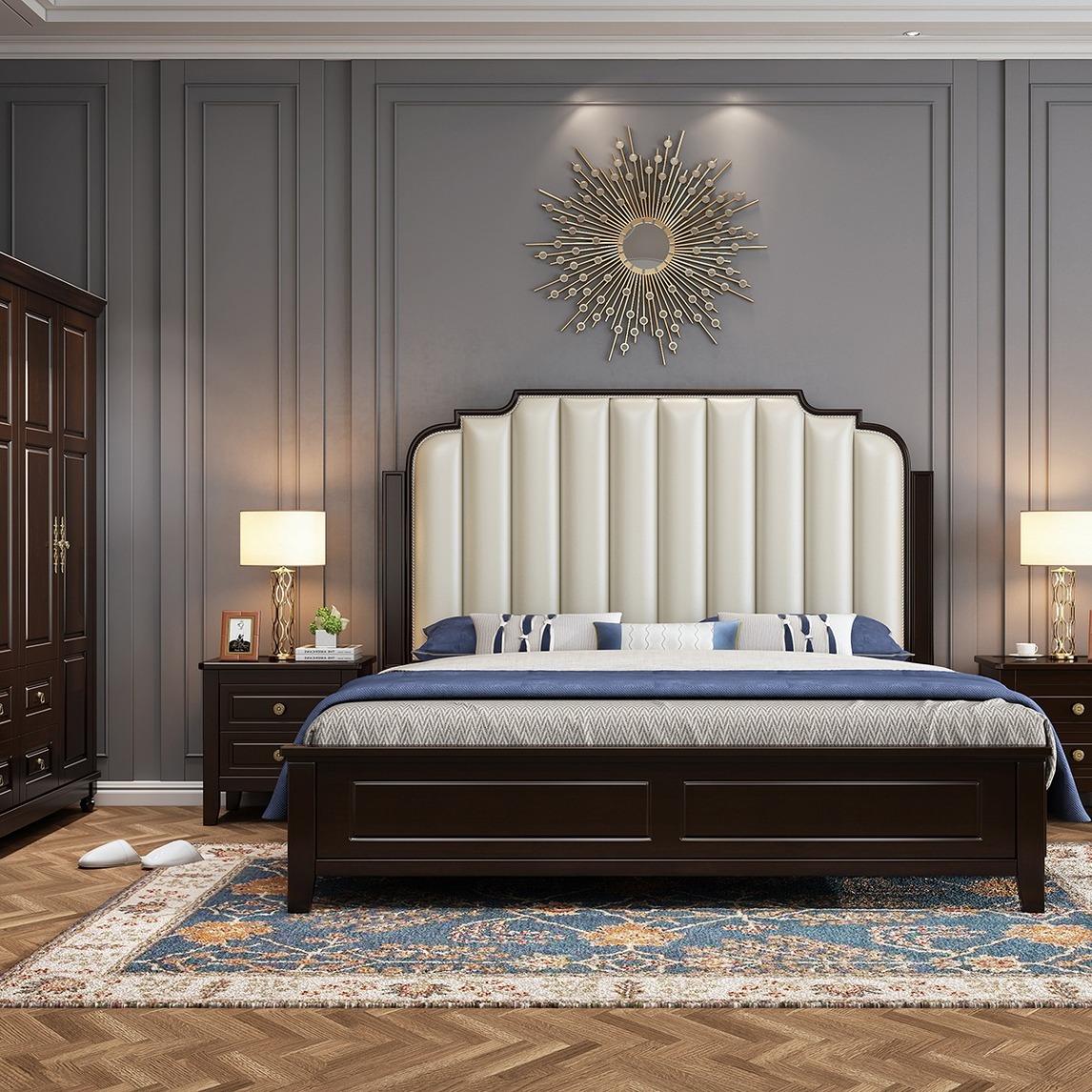 美式实木轻奢床