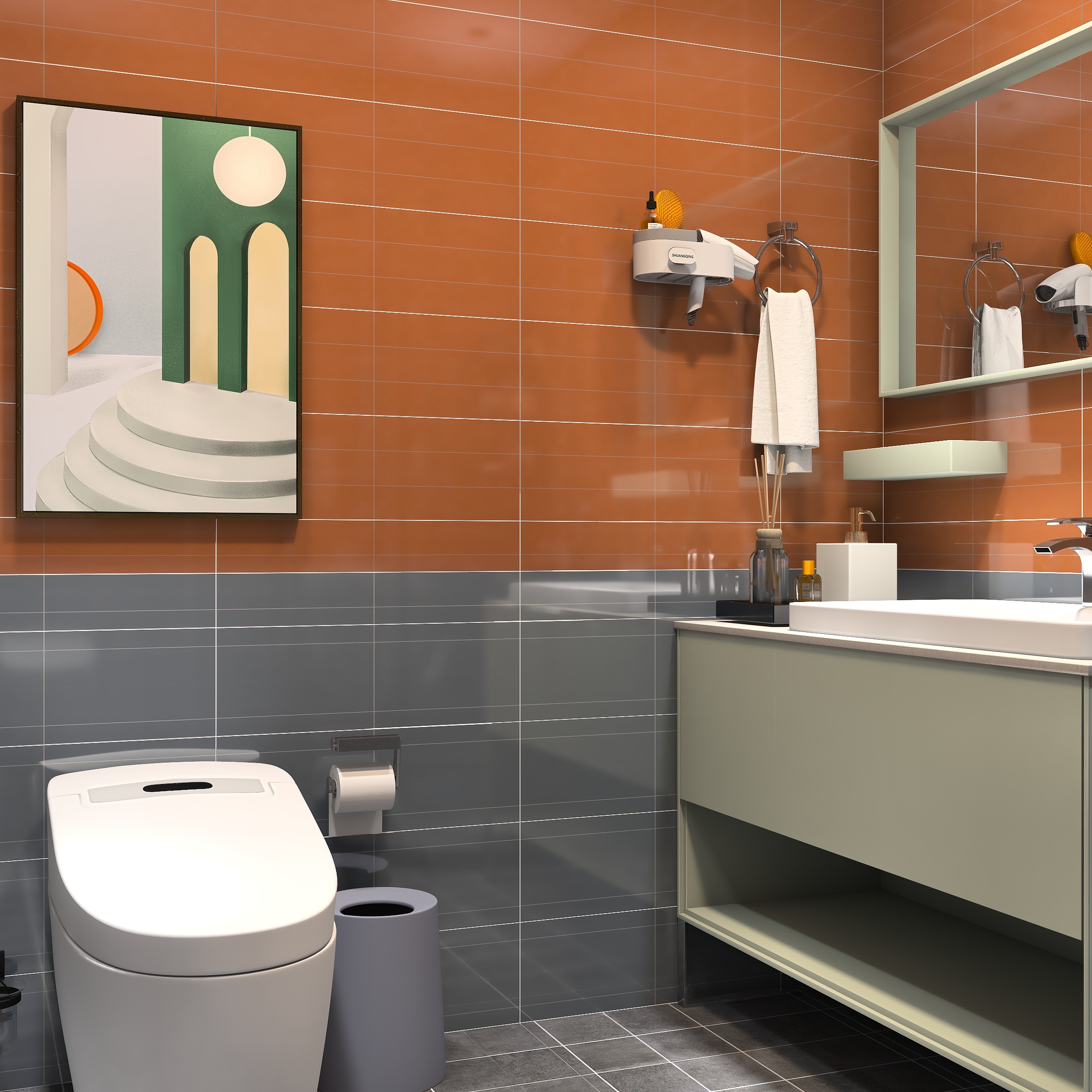 优秀作品 厕所也是一幅画耳东冬设计事务所 设计师说: 简单实用为主