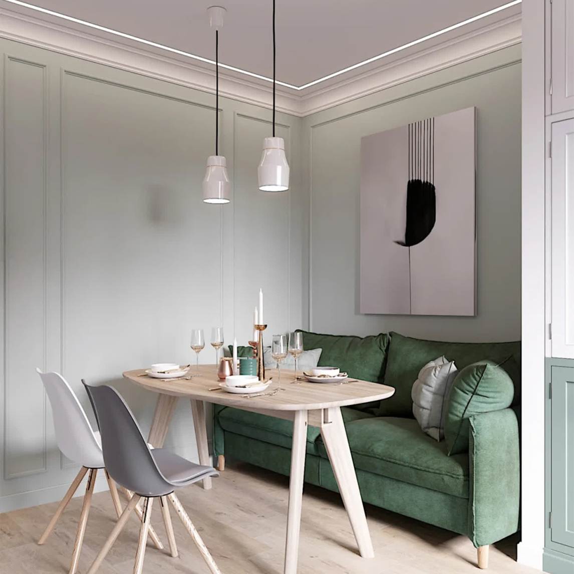 现代ins风治愈系绿色餐厅