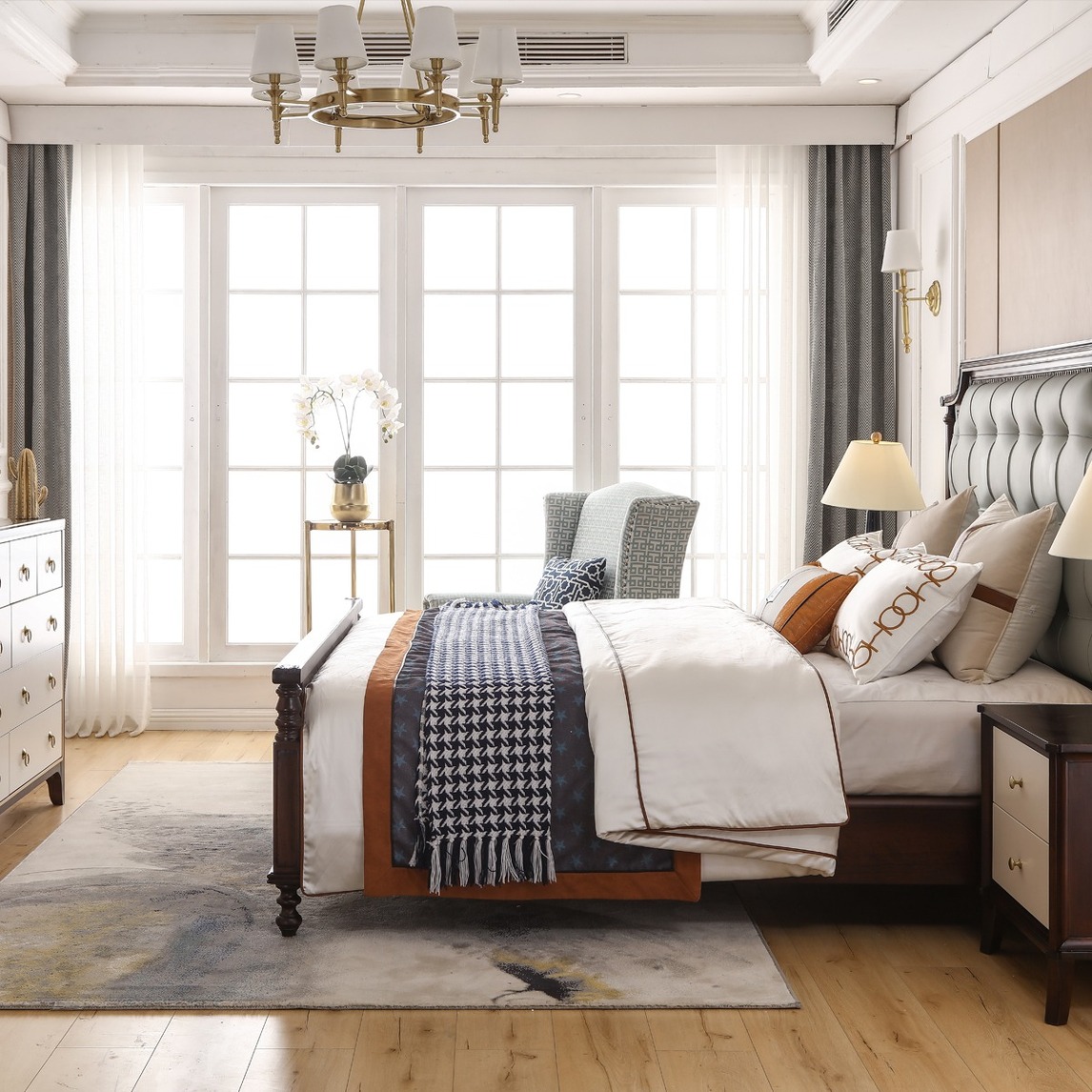 美式轻奢软包床