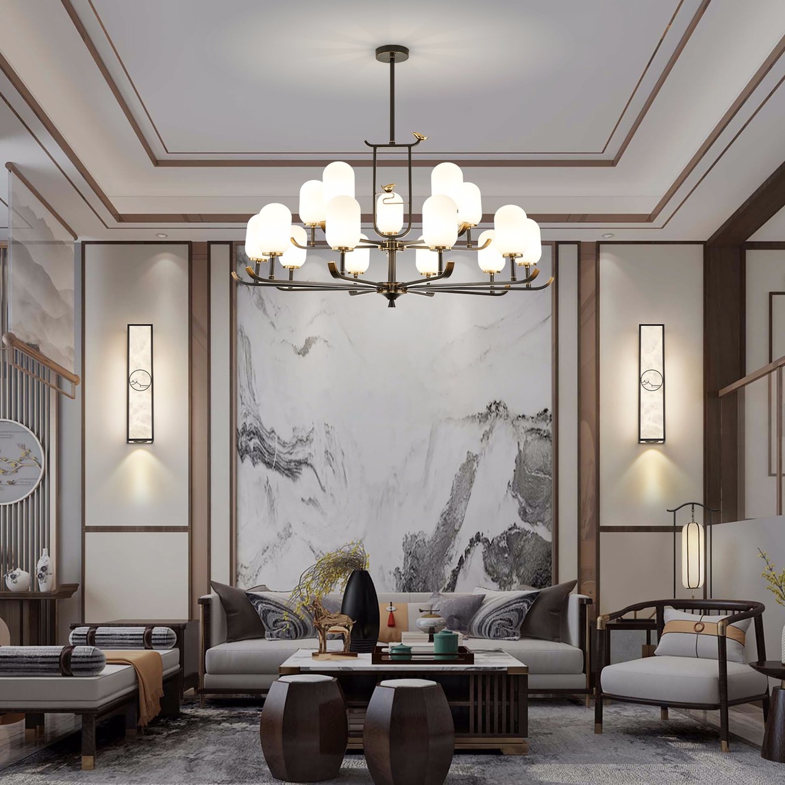 简约又大气的中式徽派风格 - darius 简奢主义设计效果图 - 每平每屋