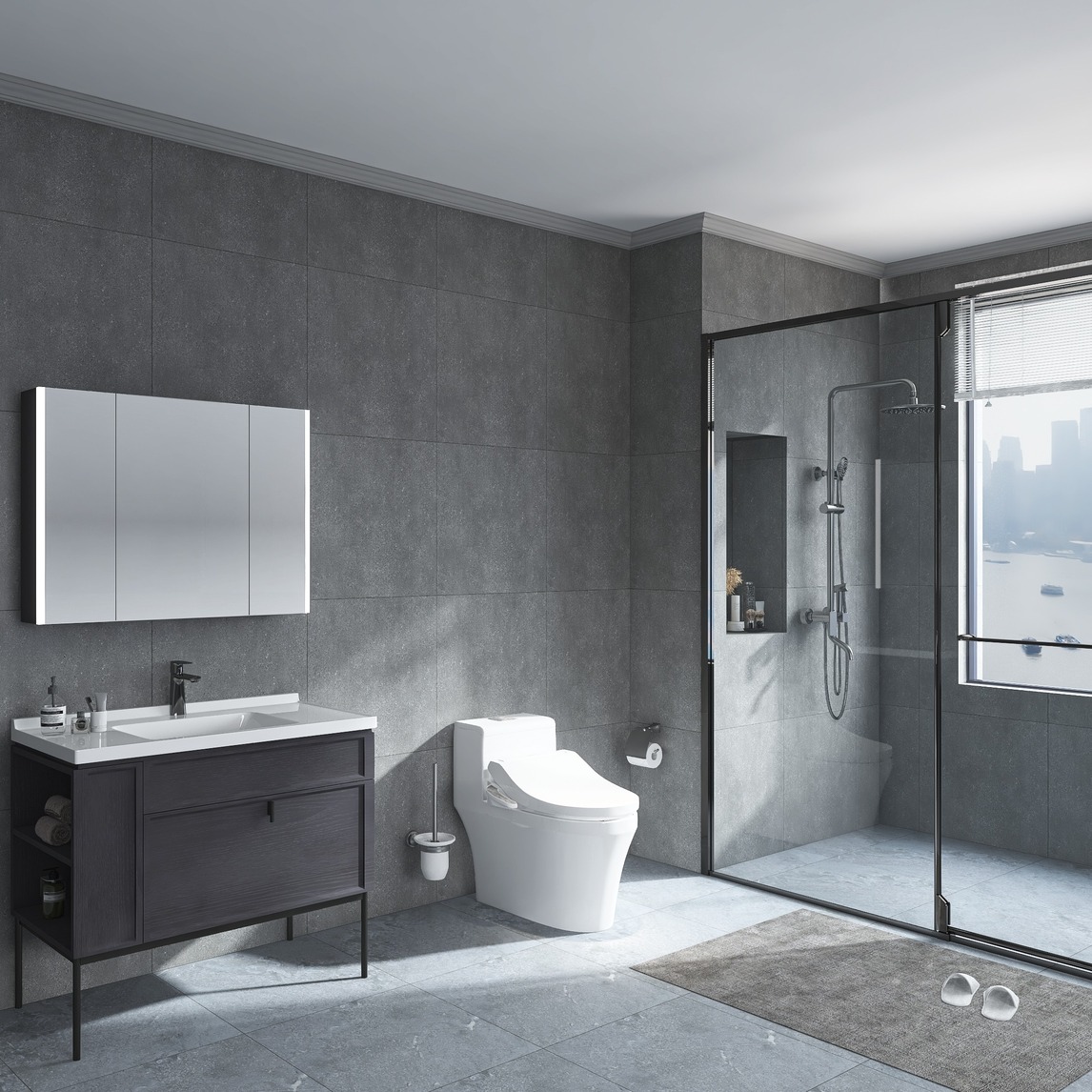 水泥灰配色,打造最具有质感的卫浴空间