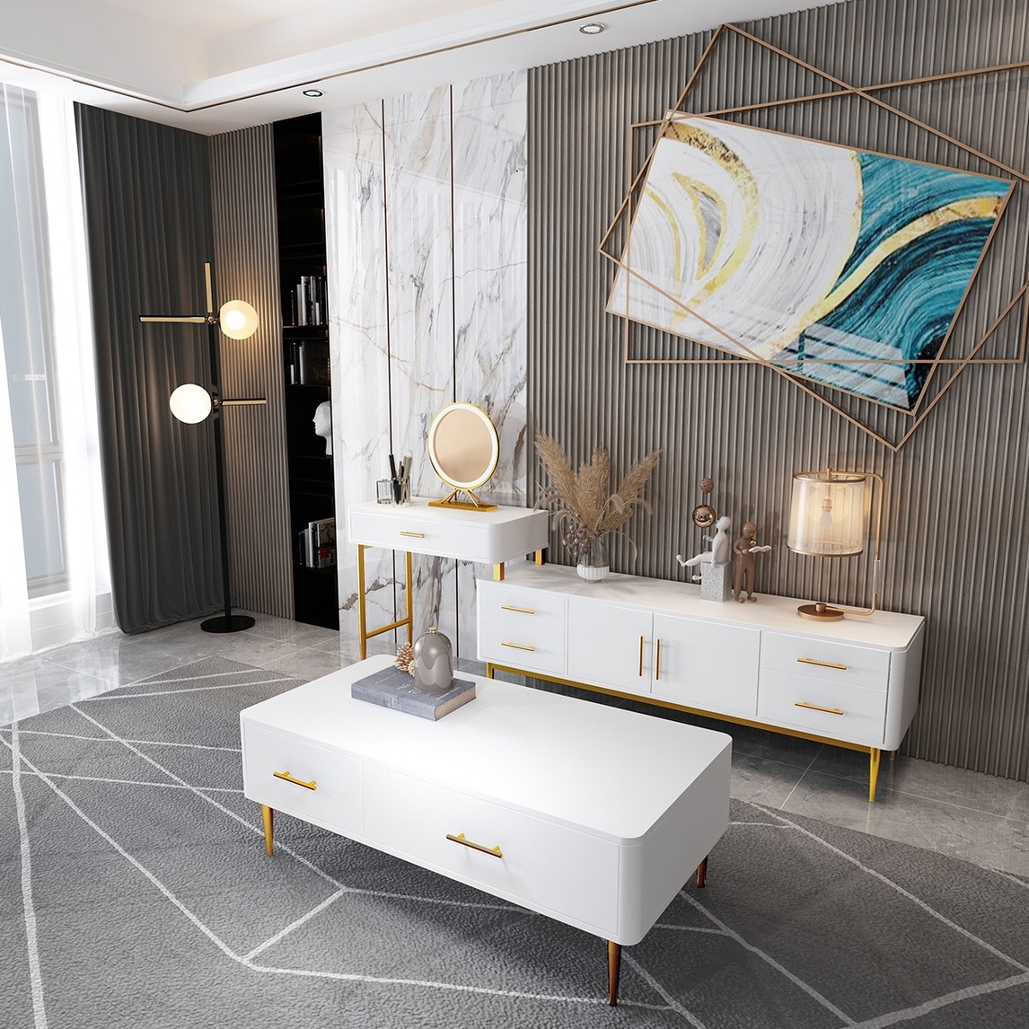 小户型北欧轻奢客厅